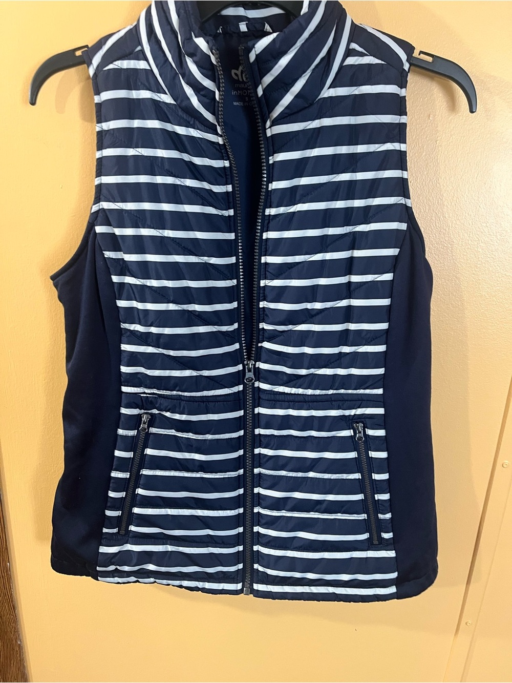 Maurices Navy and White Striped Puffer Vest